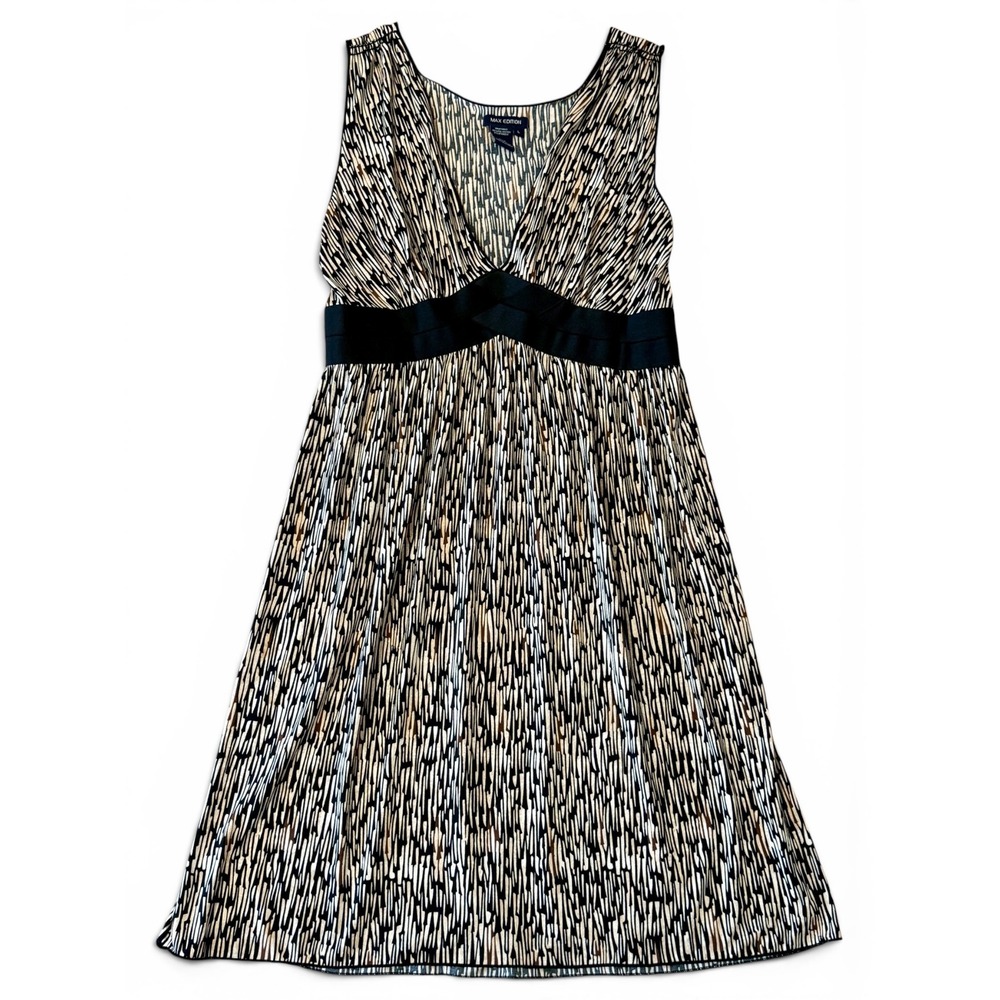 Max Edition Womens Sz-Large Abstract Print Sleeveless V-Neck Empire Waist Dress